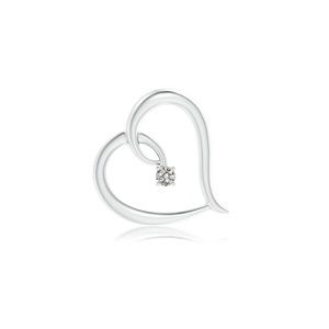 ANGARA Sterling Silver Round Diamond Tilted Heart Pendant, New in Box